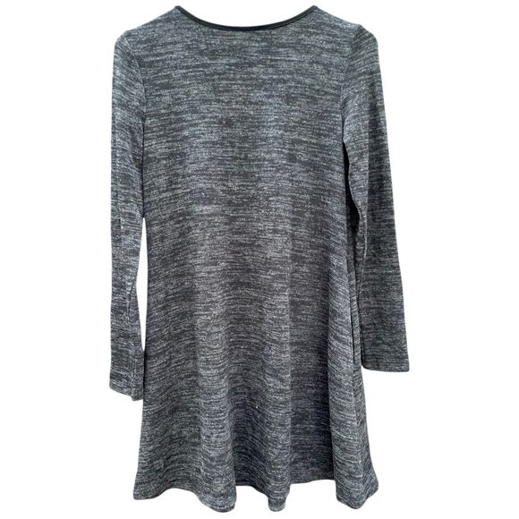 Iz Byer Knit Dress M Gray Crisscross V-Neck Trapeze Swing Y2K Soft Whimsigoth - Picture 3 of 13